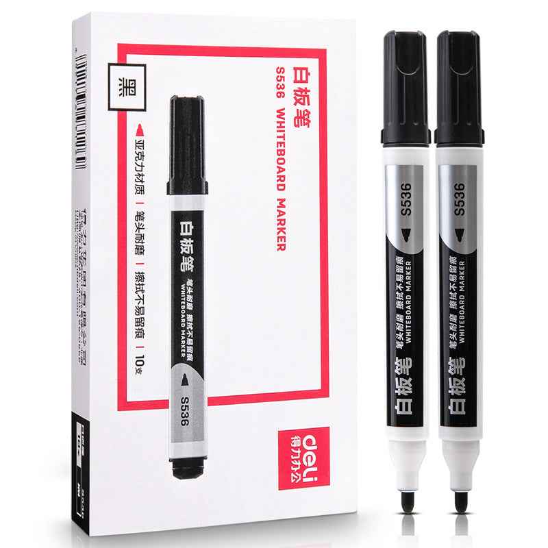 DELI S536 20-Pack Low-Odor Bullet Tip Dry Erase Whiteboard Markers Black
