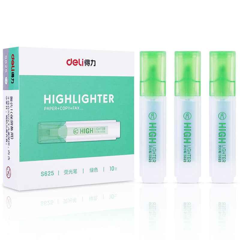DELI Art Highlighter Pens Jelly Color Chisel Tip 10 Pack Green