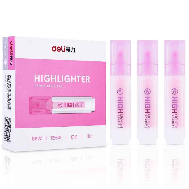 DELI Art Highlighter Pens Jelly Color Chisel Tip 10 Pack Red