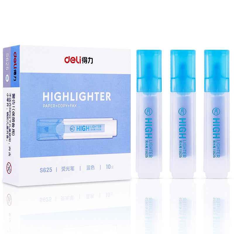 DELI Art Highlighter Pens Jelly Color Chisel Tip 10 Pack Blue