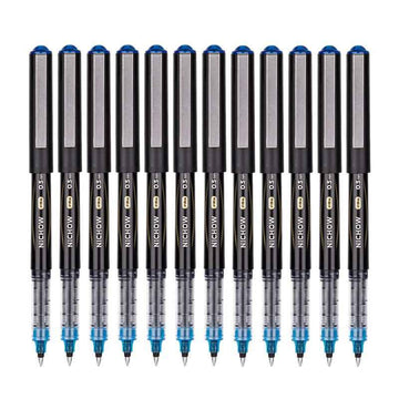 DELI Black Blue Red Liquid Ink Rollerball Pens 0.5mm Needle Tip 12 Pack