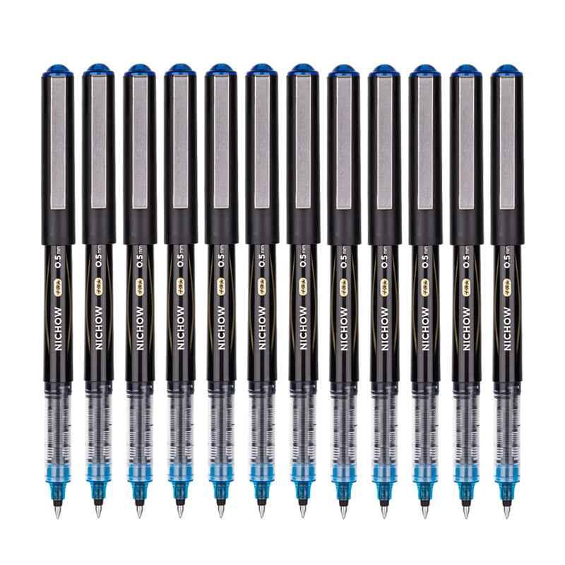DELI Black Blue Red Liquid Ink Rollerball Pens 0.5mm Needle Tip 12 Pack