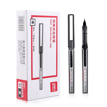 DELI S657 Liquid Ink Rollerball Pen 12 Pack 0.5mm Black