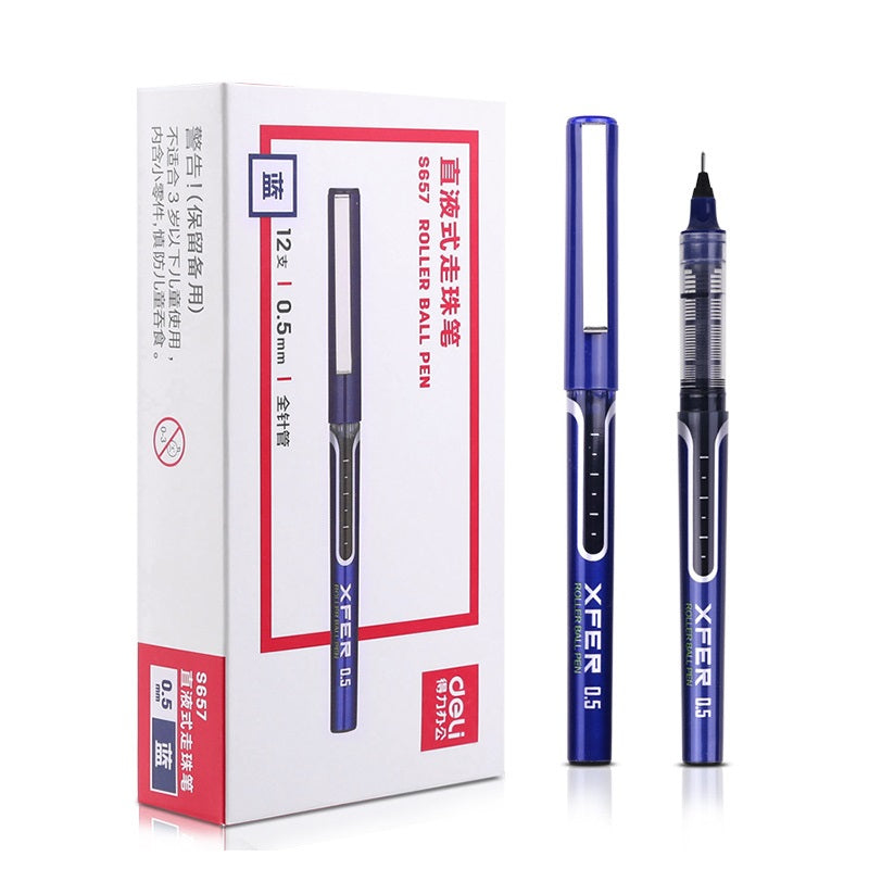 DELI S657 Liquid Ink Rollerball Pen 12 Pack 0.5mm Blue