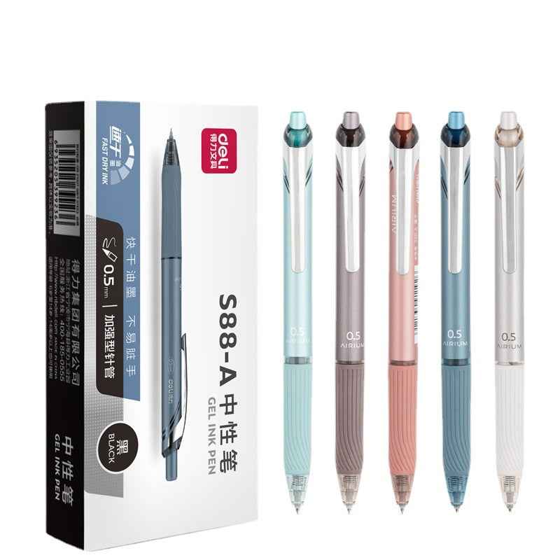Deli Airium S88-A Quick-Dry Retractable Gel Pen 0.5mm Black 12 Pack