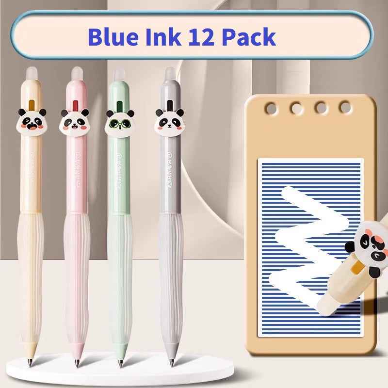 DELI SA290 Panda Thermal Erasable Gel Pen Black/Blue Ink 12 Pack Blue