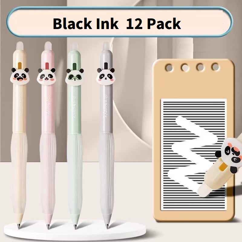 DELI SA290 Panda Thermal Erasable Gel Pen Black/Blue Ink 12 Pack Black