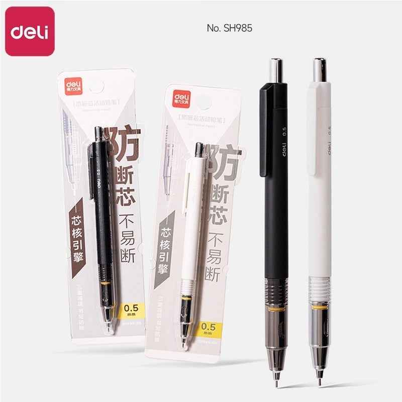 DELI SH985 Automatic Mechanical Pencil 0.5mm Black/White 2 Pack