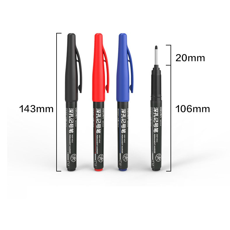 DELI Deep Hole Permanent Marker Pens 12 Pack 3 Colors