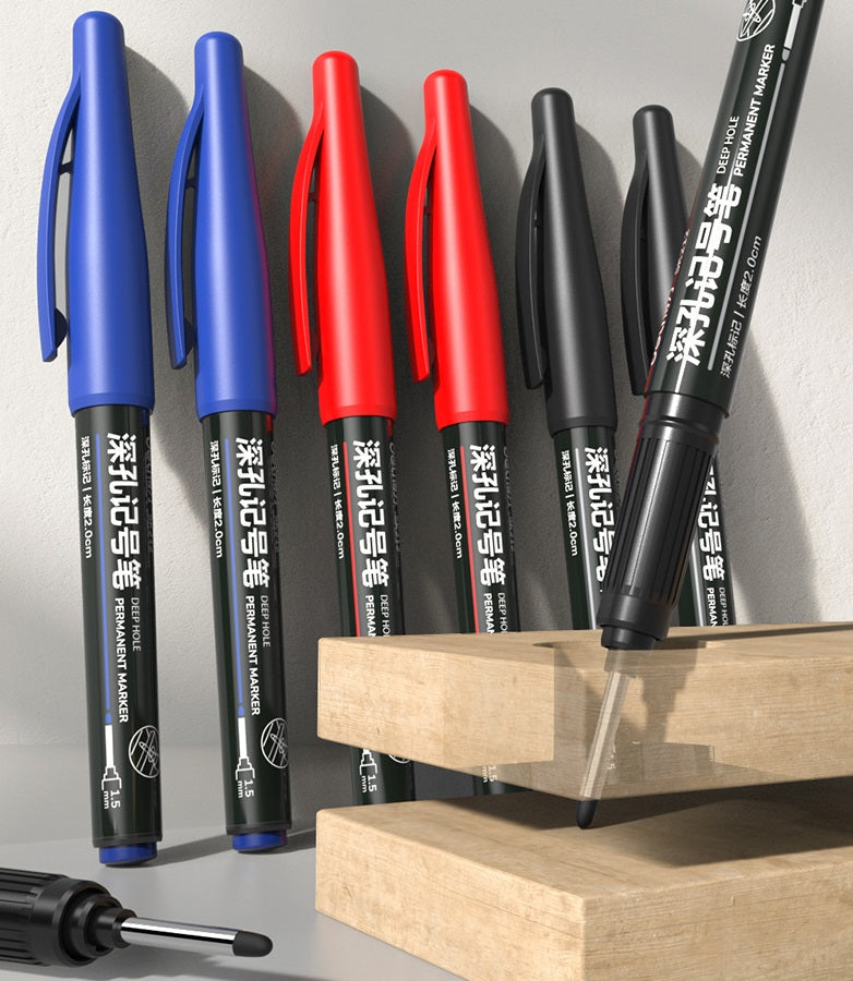 DELI Deep Hole Permanent Marker Pens 12 Pack 3 Colors