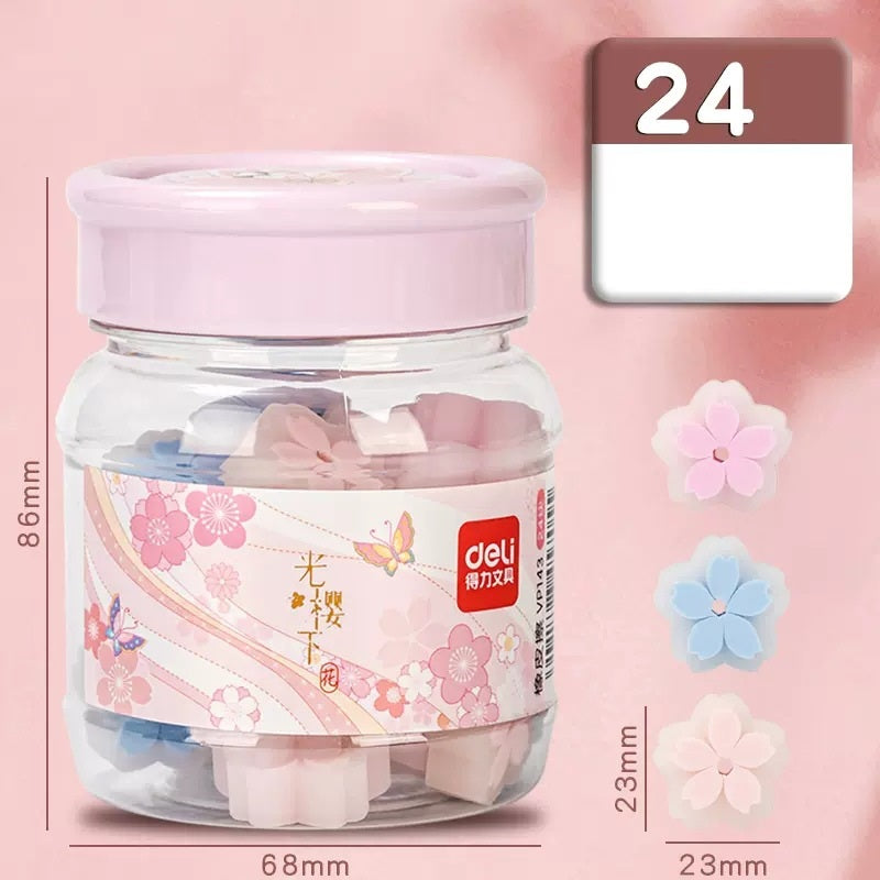 DELI Sakura Flower Eraser – 24 Pieces in Bucket