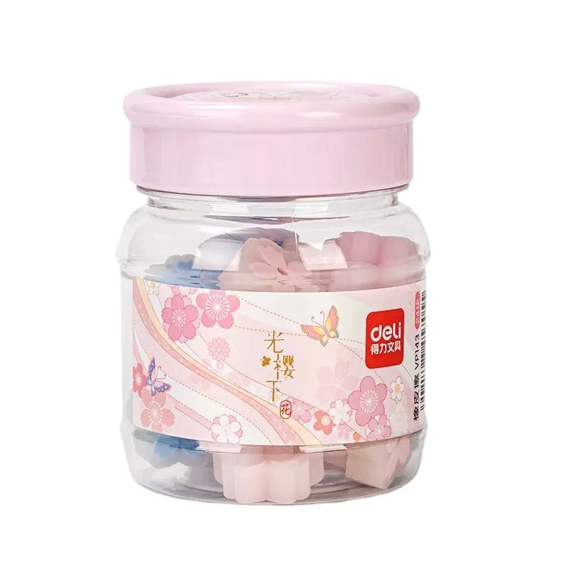 DELI Sakura Flower Eraser – 24 Pieces in Bucket