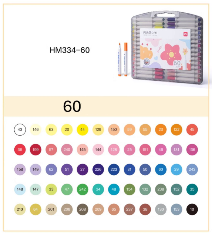 DELI Acrylic Marker Pens – 36/48/60 Vibrant Colors for Kids & School