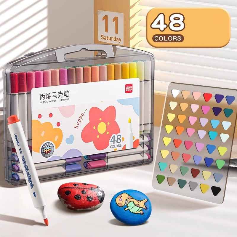 DELI Acrylic Marker Pens – 36/48/60 Vibrant Colors for Kids & School 48 Color