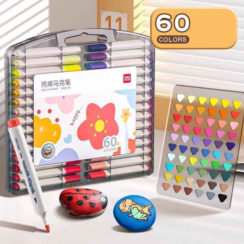 DELI Acrylic Marker Pens – 36/48/60 Vibrant Colors for Kids & School 60 Color
