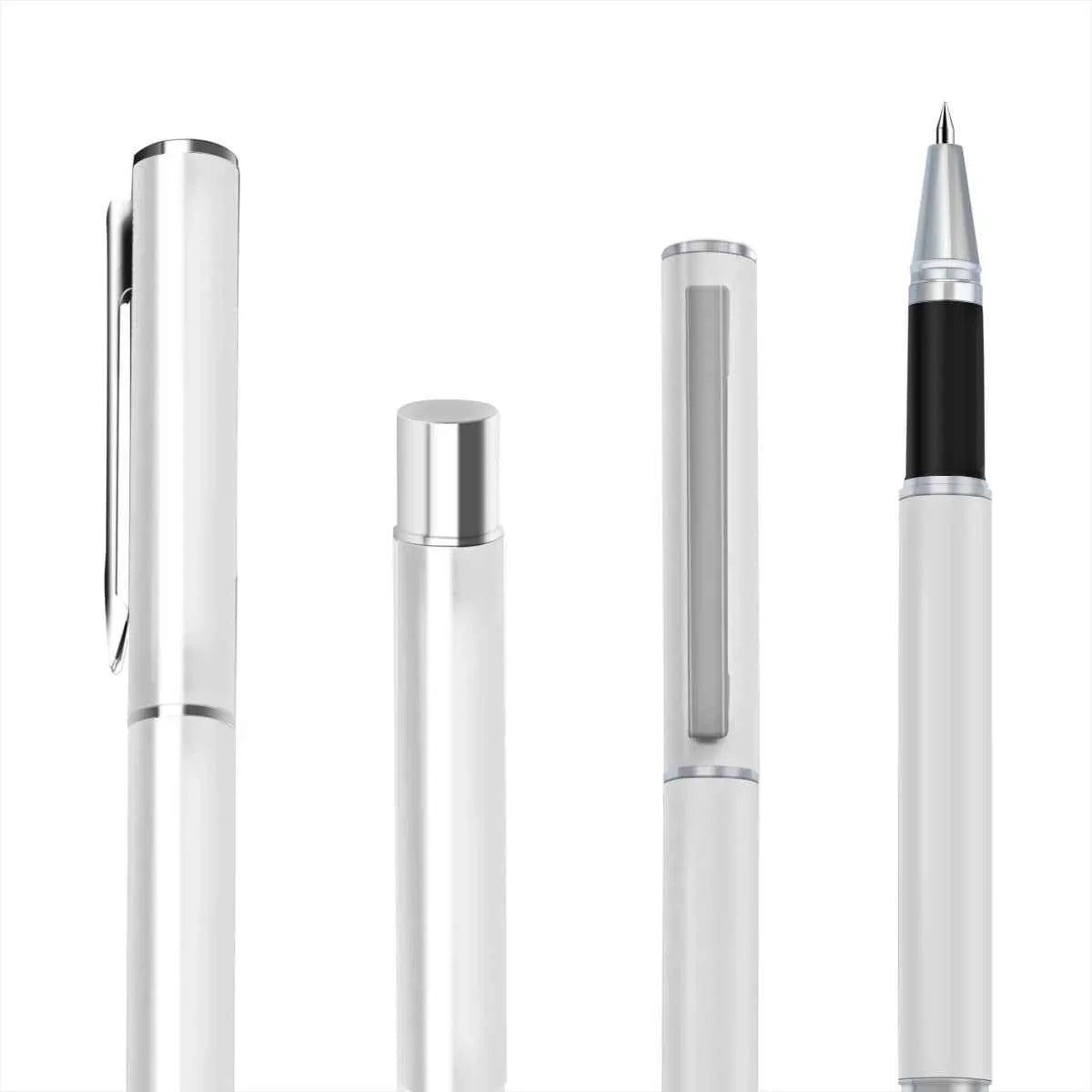 DELI S80 Gel Pen 0.5MM Fine Point,Black White Metal Body-2 Pack