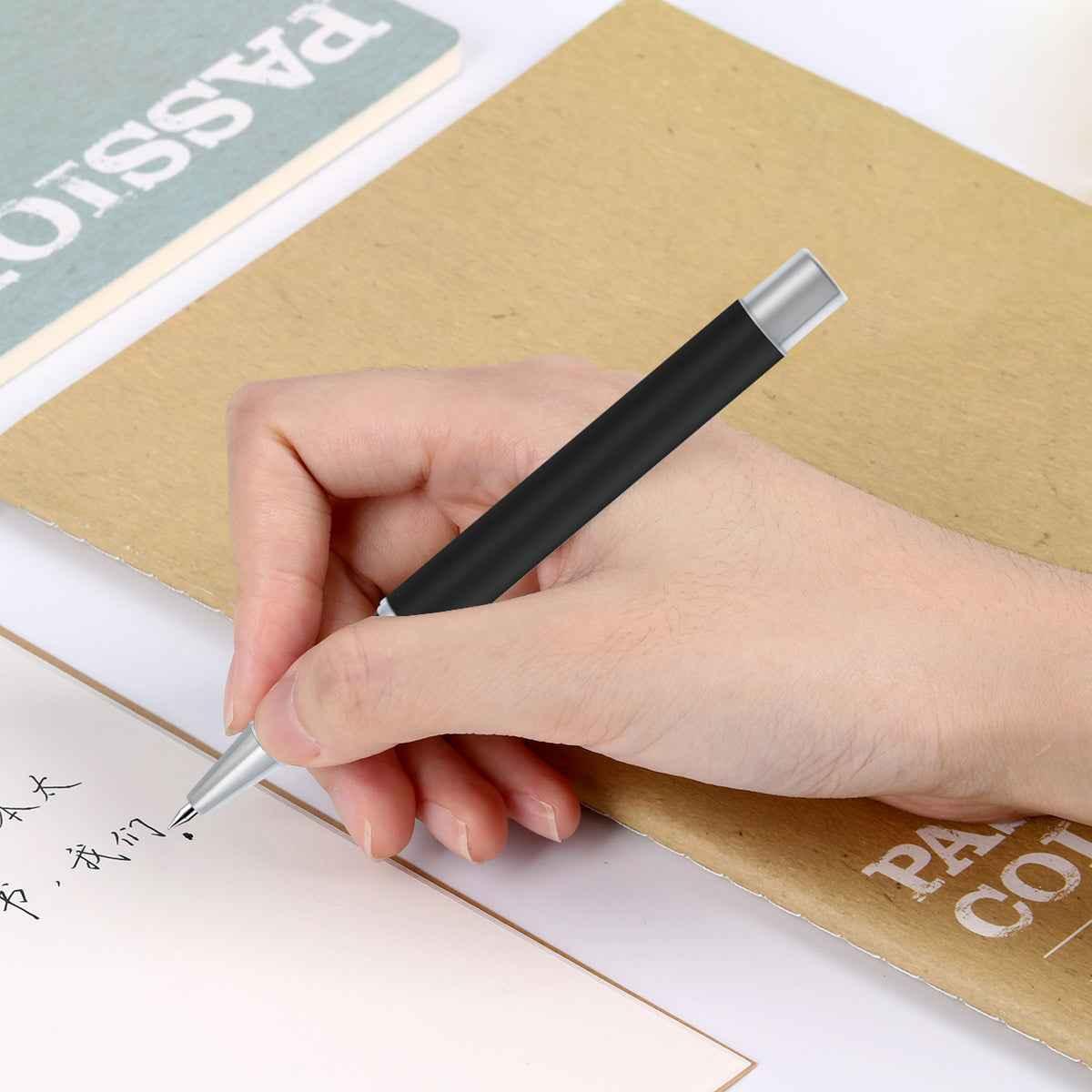 DELI S80 Gel Pen 0.5MM Fine Point,Black White Metal Body-2 Pack