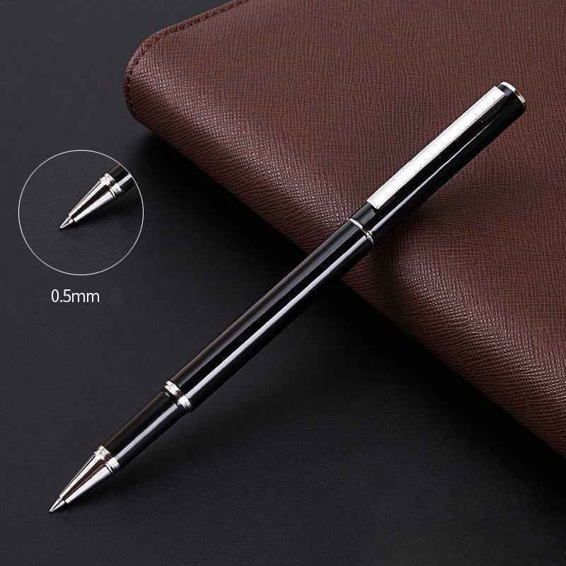 DELI S80 Gel Pen 0.5MM Fine Point,Black White Metal Body-2 Pack