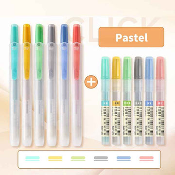 DIANSHI Retractable Highlighters 6 Assorted Colors with Refills Pastel