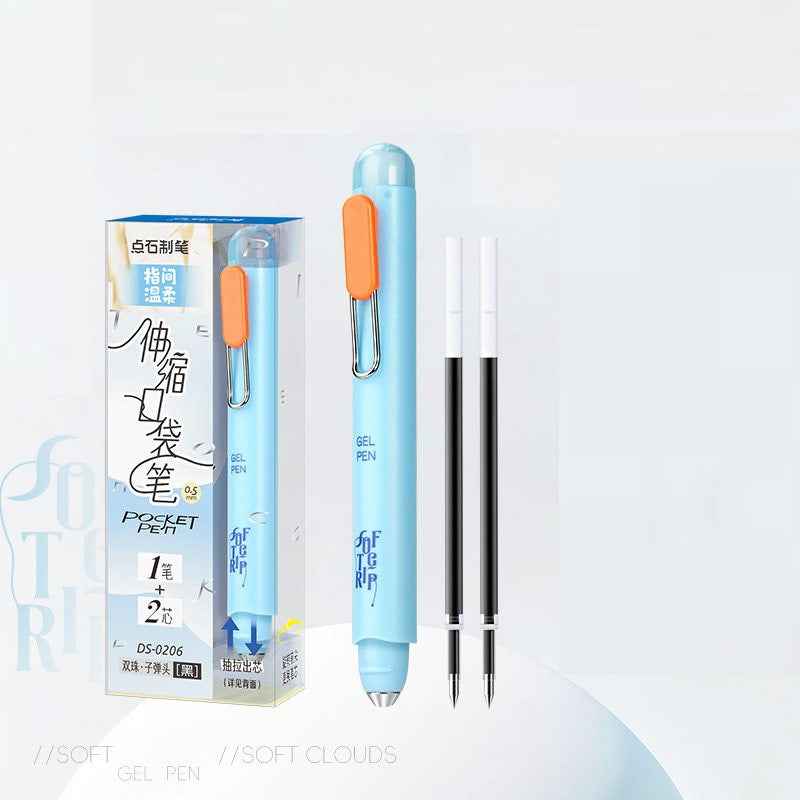 DIANSHI Retractable Pocket Gel Pen 0.5mm with 2 Refills Green
