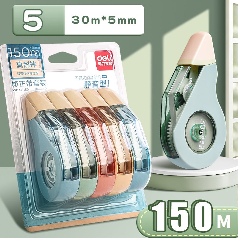 Deli Correction Tape Silent Operation 30m x 5mm 5 Pack