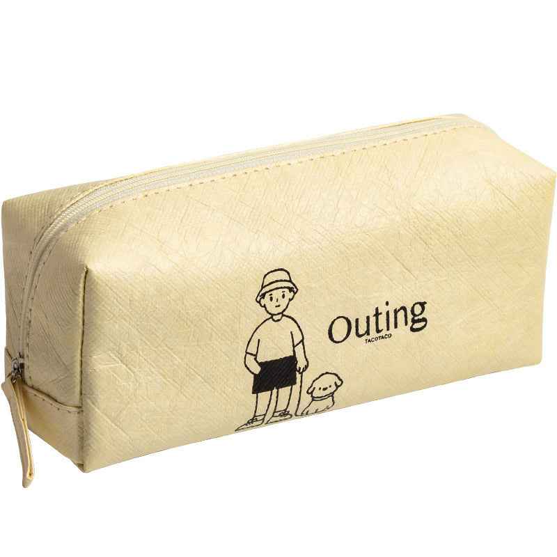 Dupont Paper Pencil Case Student Stationery Organizer Pouch Light Brown