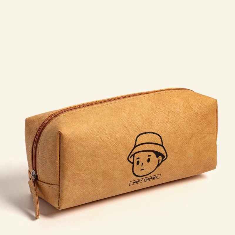 Dupont Paper Pencil Case Student Stationery Organizer Pouch Light Brown
