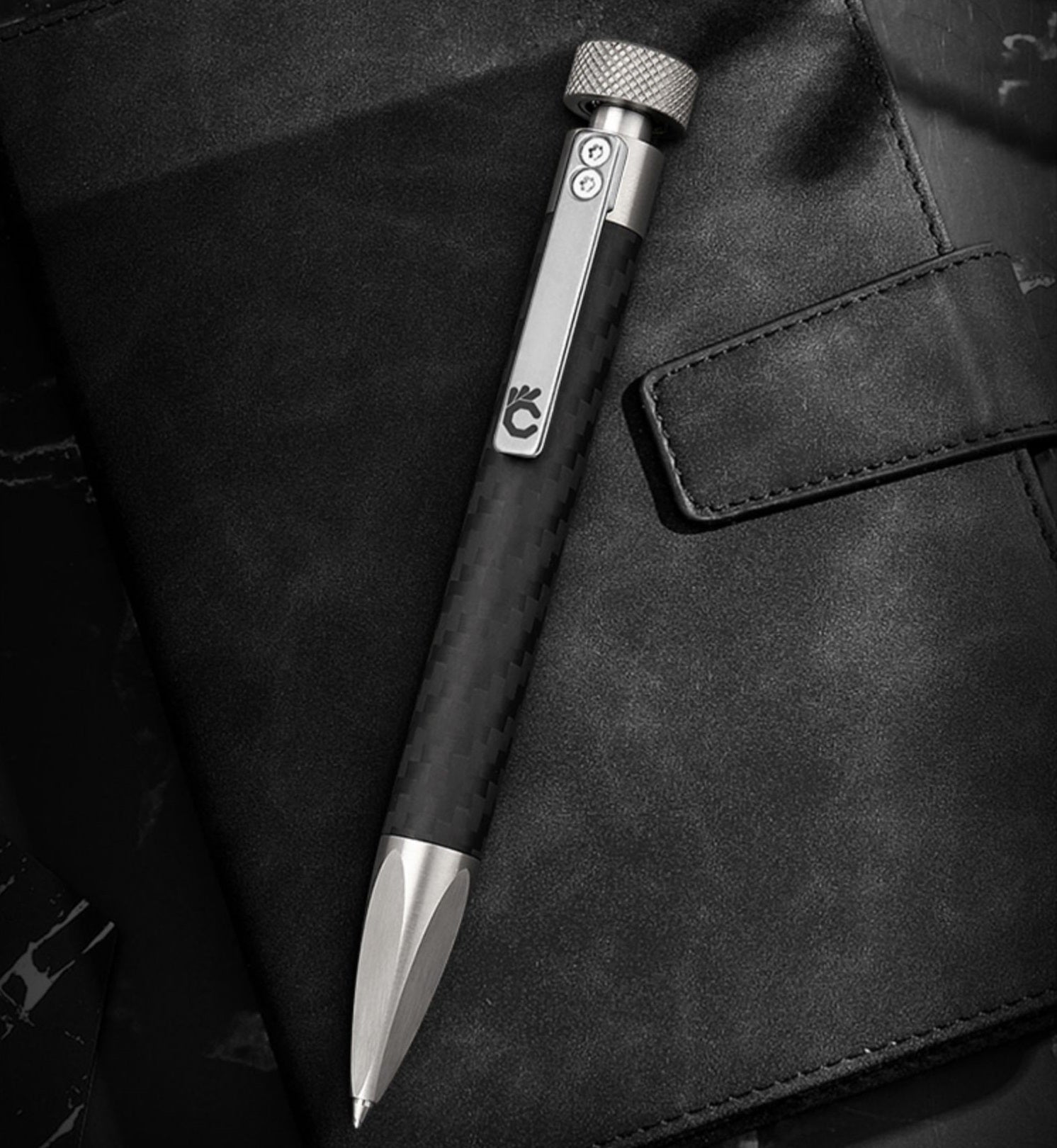 Carbon Fiber & Stainless Steel EDC Tactical Pen with Fidget Spinner