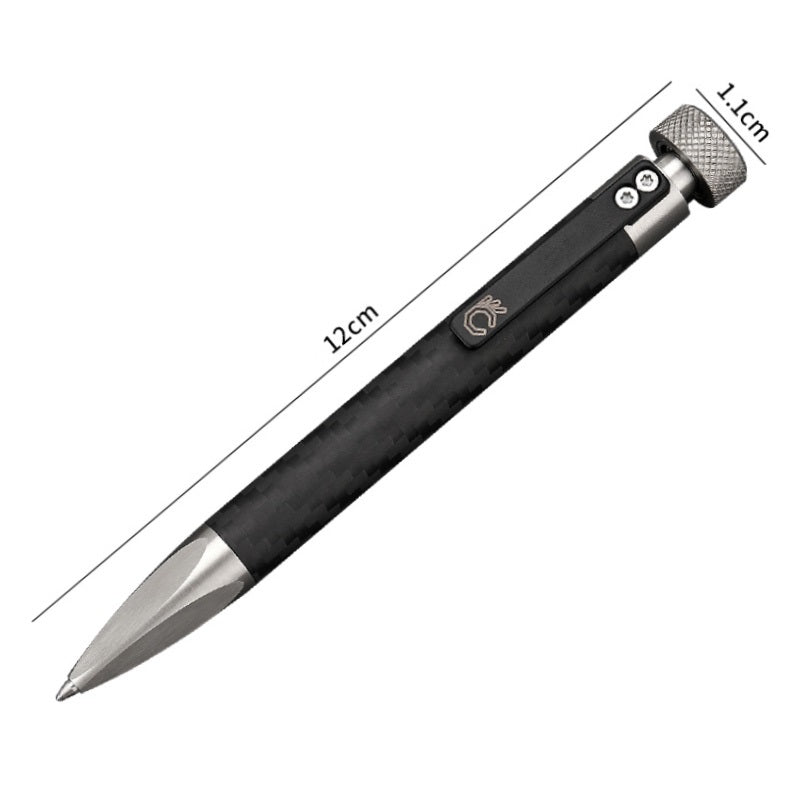 Carbon Fiber & Stainless Steel EDC Tactical Pen with Fidget Spinner Black