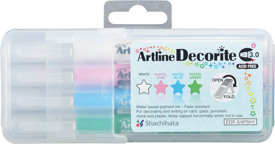 Artline Decorite Marker Sets | 3.0mm Flat Tip 4 Color Pack Pastel Set
