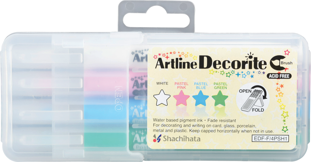 Artline Decorite Marker Sets | Brush Tip 4 Color Pack Pastel Set