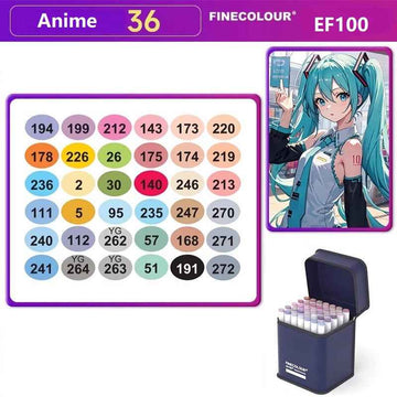 FINECOLOUR EF100 Anime & Manga Alcohol Marker Set 36 Colors
