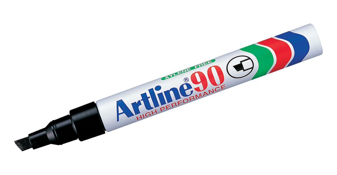 Artline 90,Permanent Marker,Chisel Nib, 2-5mm,10 Color Pack