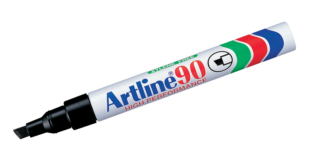 Artline 90,Permanent Marker,Chisel Nib, 2-5mm,3 Pack