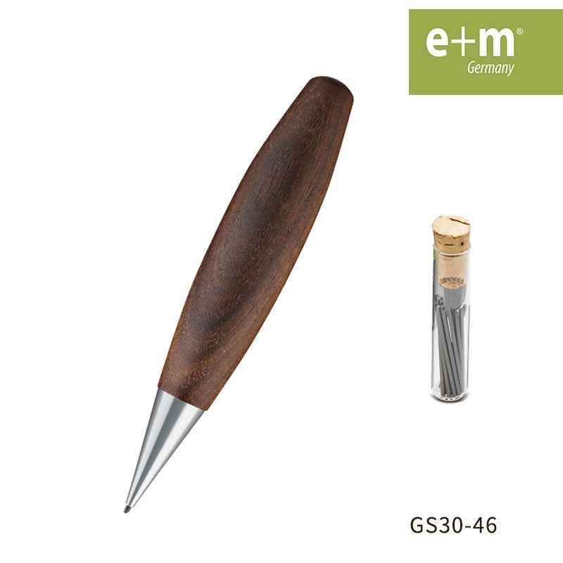 E+M Move 1.18 Mechanical Pencil with 12pcs HB Refill Leads Walnut
