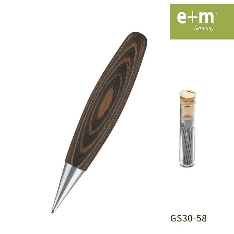 E+M Move 1.18 Mechanical Pencil with 12pcs HB Refill Leads Dark zebrano