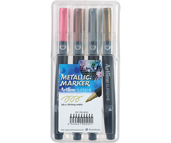 Artline SUPREME Metallic Marker Sets | 1.0mm Bullet Tip | 4 Pack 4 Pack | Assorted Set 1