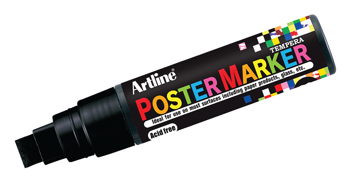 Artline EPP-12 Poster Markers | 12.0mm Flat Tip | 2 Pack 2 Black