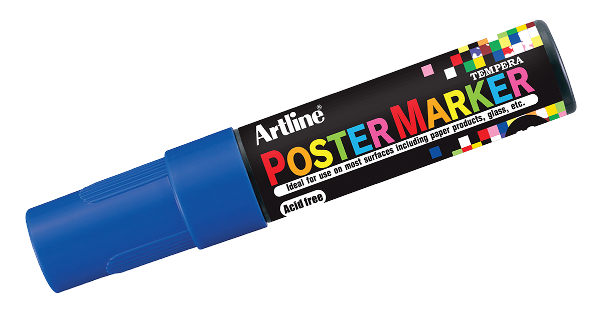 Artline EPP-12 Poster Markers | 12.0mm Flat Tip | 2 Pack 2 Blue