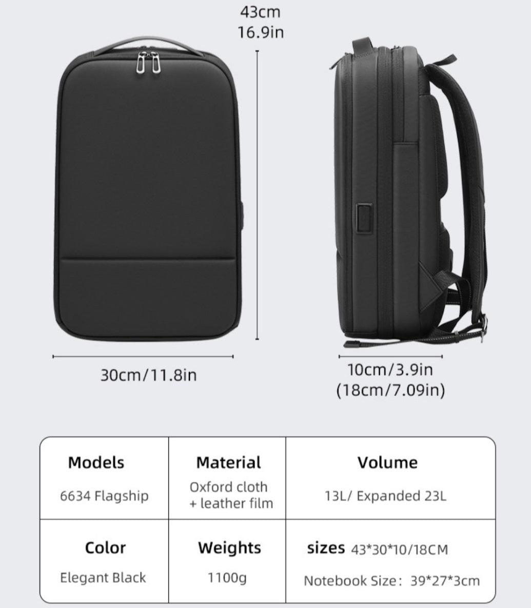 EURCOOL 6634 Slim Laptop Backpack 16 Inch – Expandable