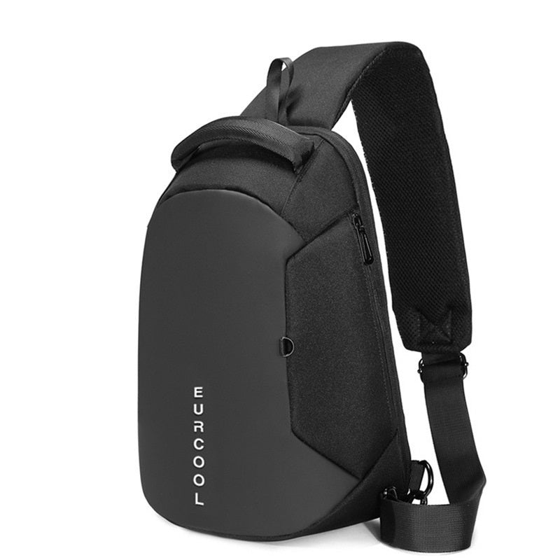 EURCOOL 1285 Men's Black Outdoor Sling Chest Bag