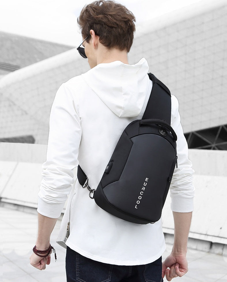 EURCOOL 1285 Men's Black Outdoor Sling Chest Bag