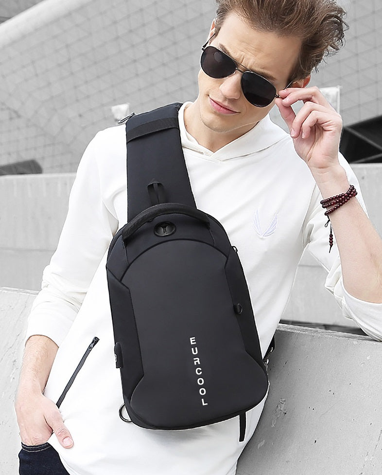 EURCOOL 1285 Men's Black Outdoor Sling Chest Bag