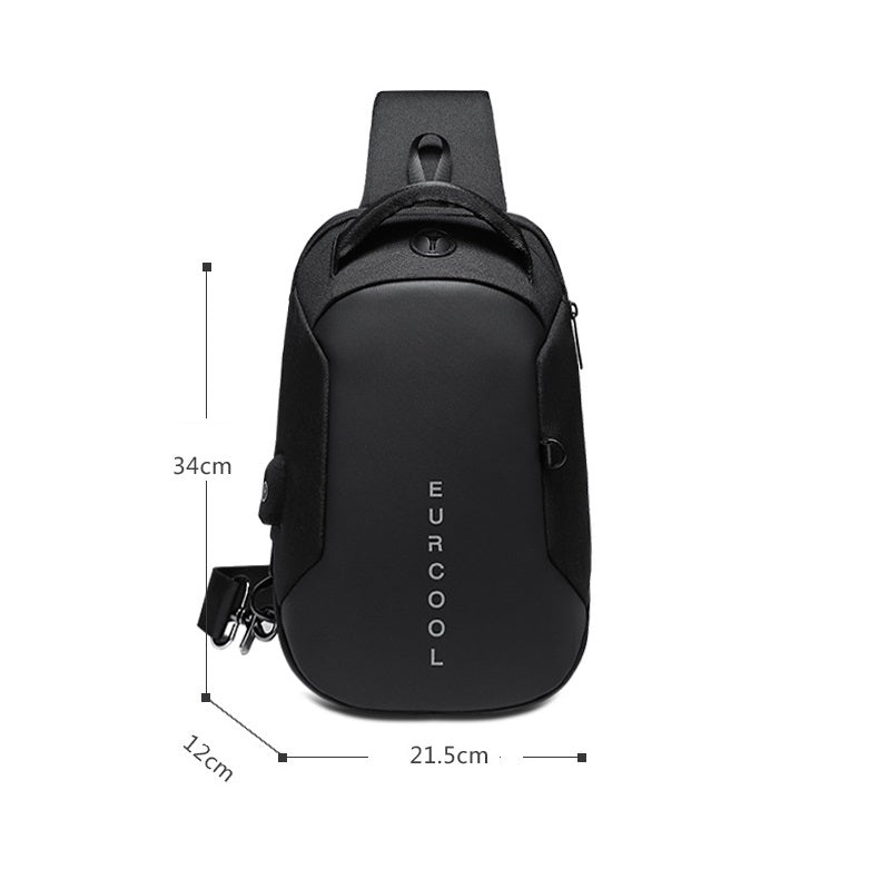EURCOOL 1285 Men's Black Outdoor Sling Chest Bag