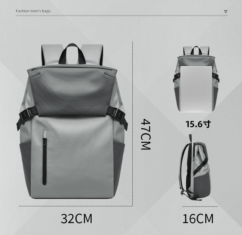 EURCOOL 6671 Men's Gray Flap Backpack College Rucksack