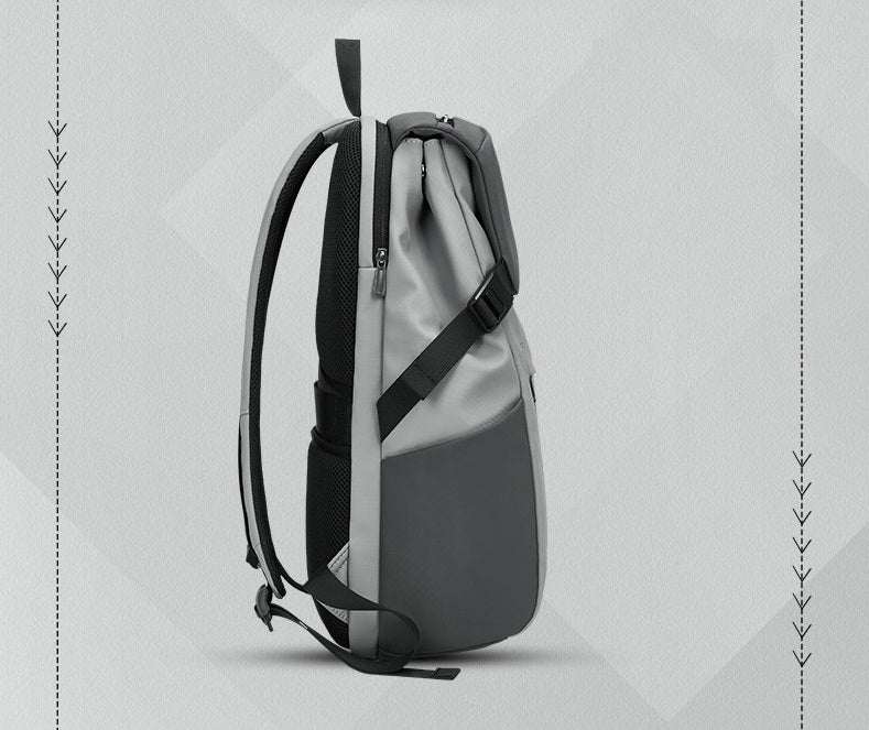 EURCOOL 6671 Men's Gray Flap Backpack College Rucksack