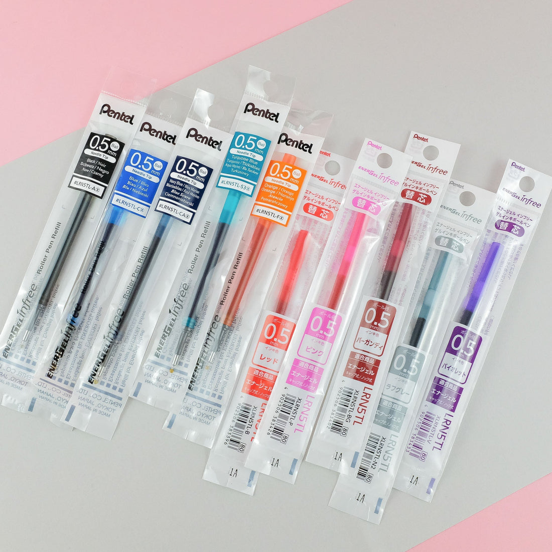 Pentel EnerGel Infree LRN5TL Gel Pen Refill - 0.5 mm - 5 Pack