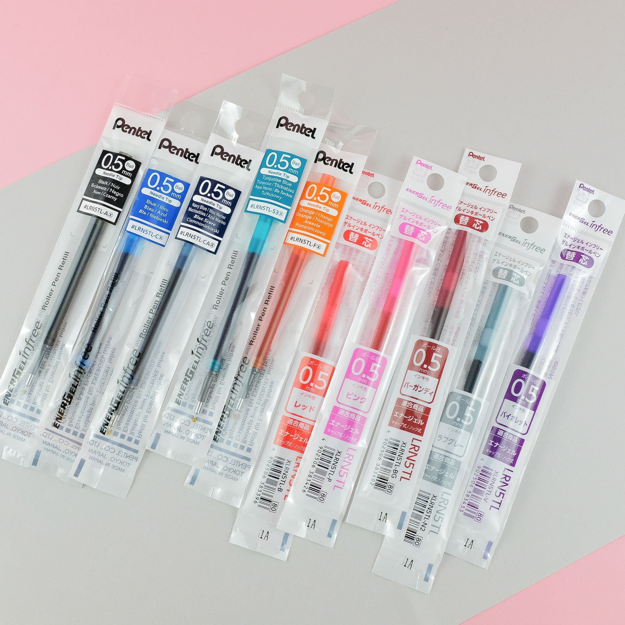 Pentel EnerGel Infree LRN5TL Gel Pen Refill - 0.5 mm - 5 Pack