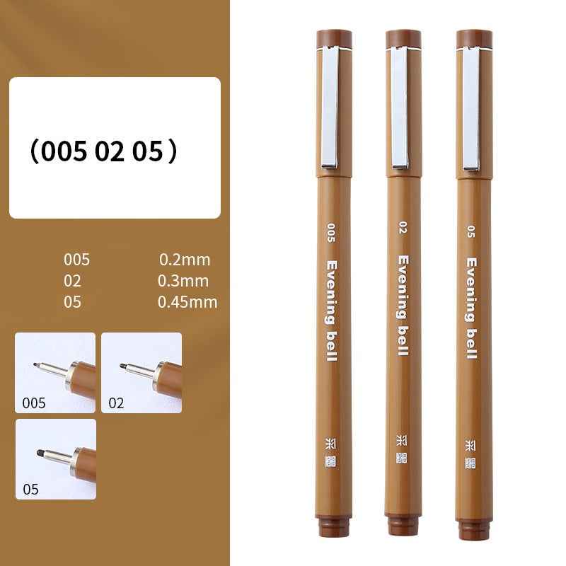 Evening Bell Brown Color Sepia Micro Fineliner Drawing Art Pens 3 Pack