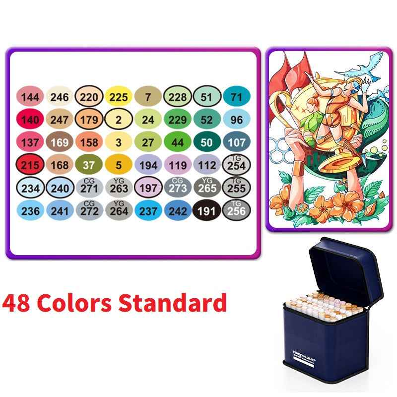 FINECOLOUR EF100 Alcohol Marker Set of 48 Colors Dual Tip Anime